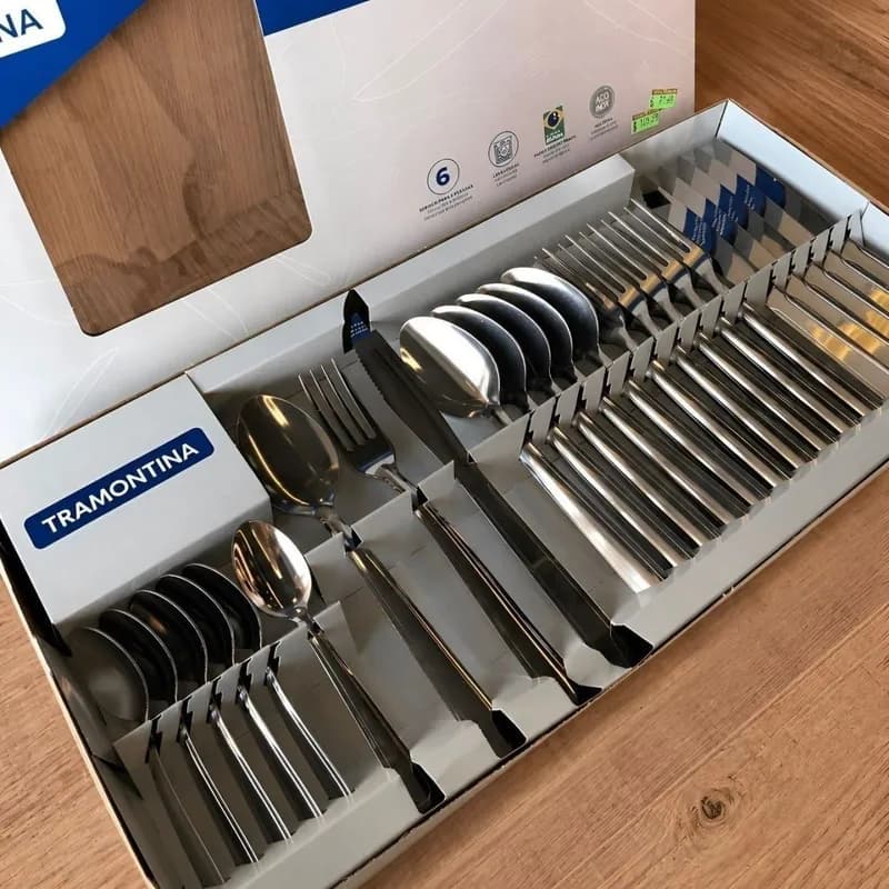 Jogo Talheres Faqueiro Búzios Aço Inox 24 Peças Tramontina