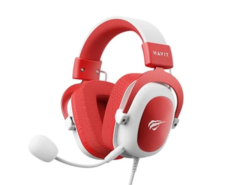 Havit Headphone H2002d Gamer com Microfone Vermelho e Branco