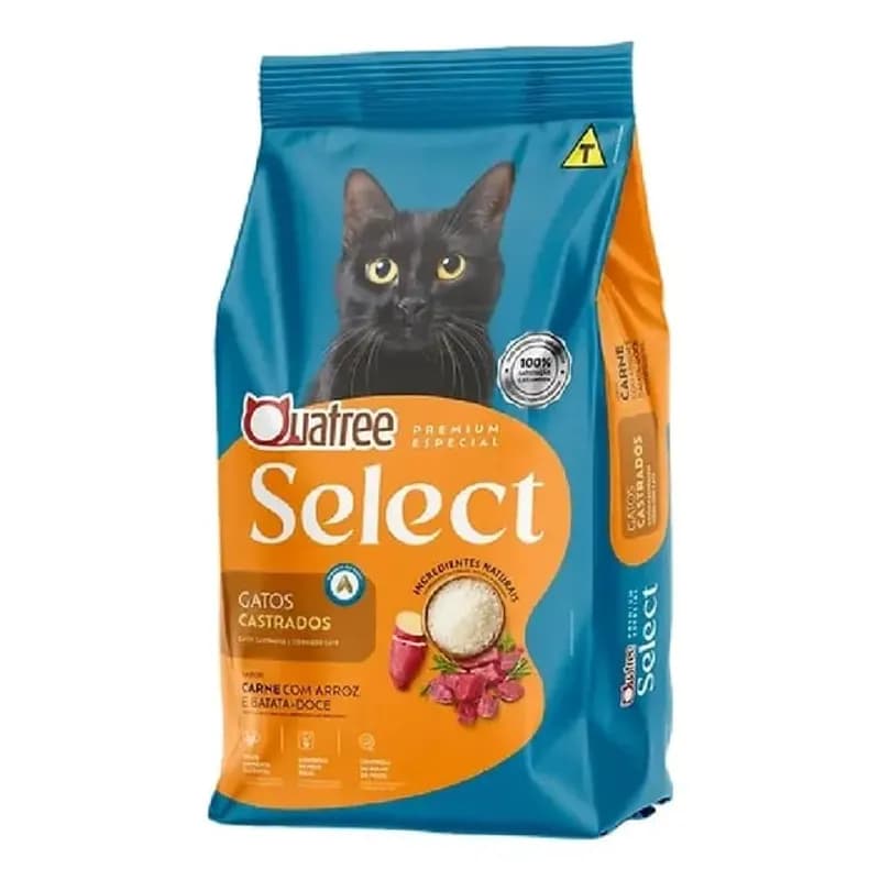 Ração Quatree Select Gatos Castrados Carne 10,1 kg