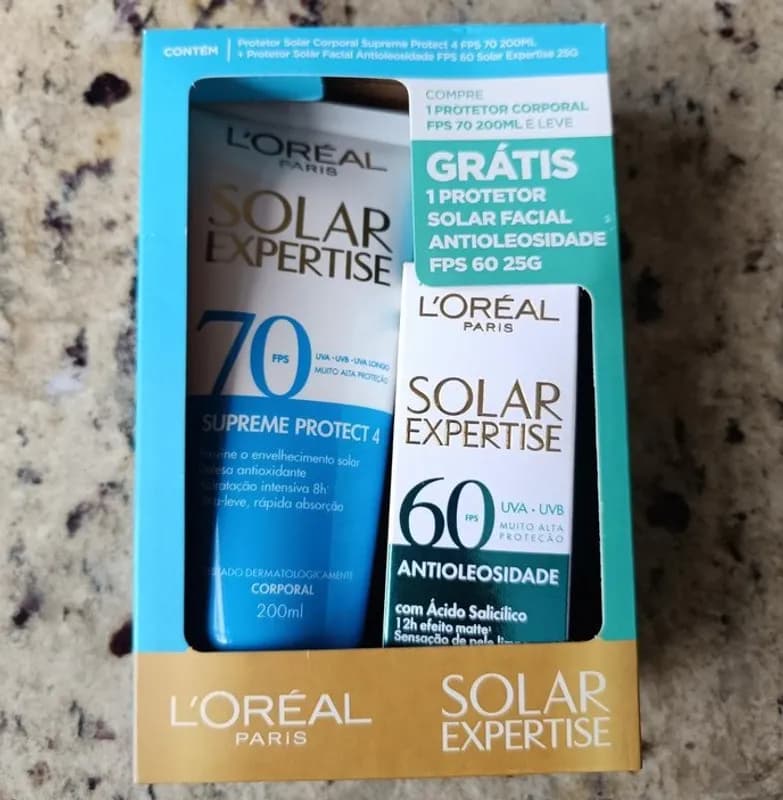 L'Oréal Paris Solar Expertise Kit Protetor Solar FPS 70 + FPS 60, 200ml + 25g
