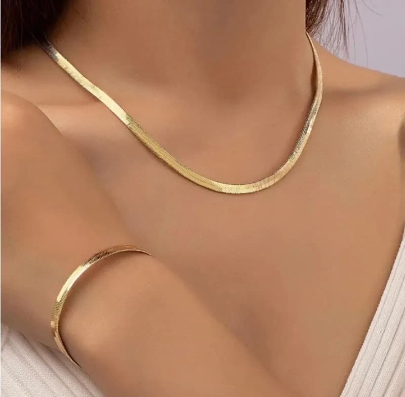 Kit Colar Choker 45cm + Pulseira Aço Inox Original Feminino