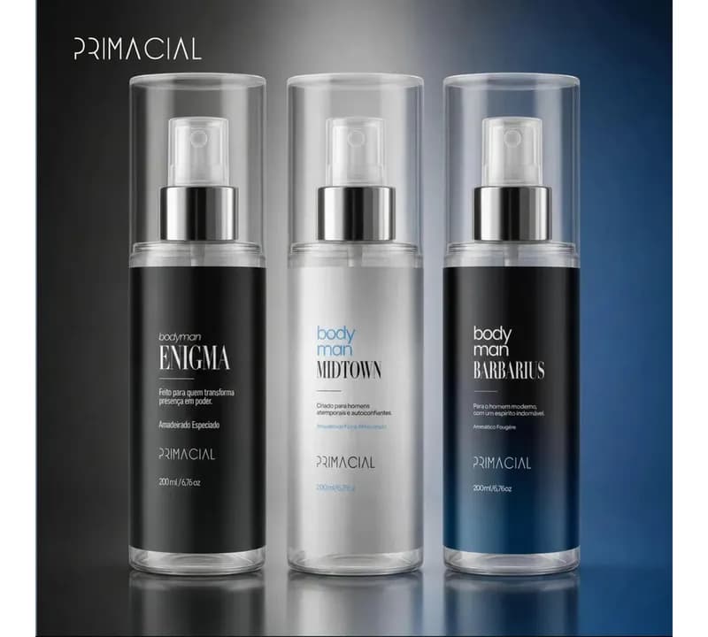 Kit Body Splash Masculino Barbarius + Enigma + Midtown 200ml