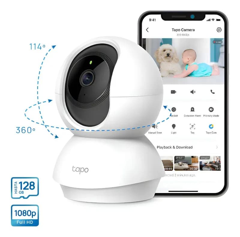 TP-Link Tapo C200 Câmera de Segurança Wifi 1080P 360° Pan/Tilt