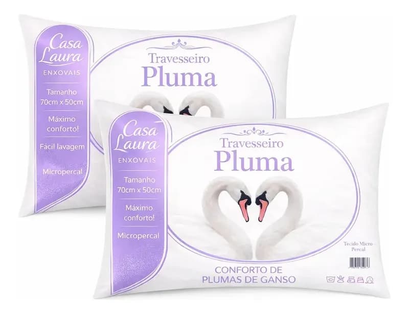 Kit 02 Travesseiro Antialérgico Pluma De Ganso