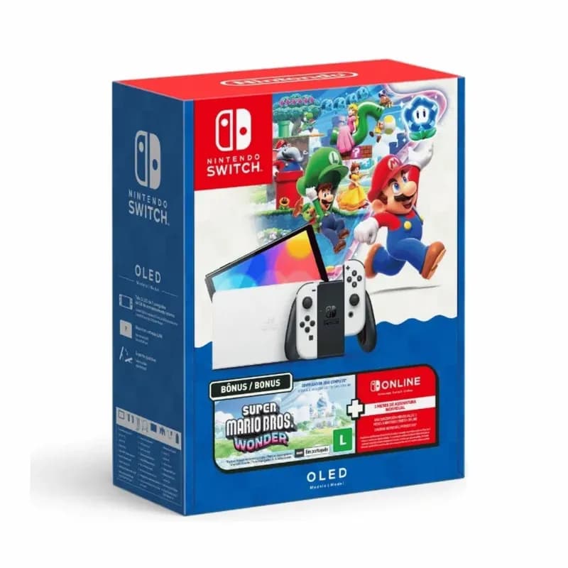 Nintendo Switch Oled Bundle Mario Bros. Wonder + Nso 3 Meses