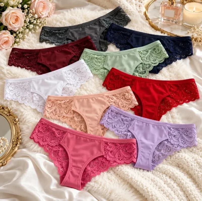 10 Calcinhas Fio Renda Lateral Calcinha Microfibra Atacado