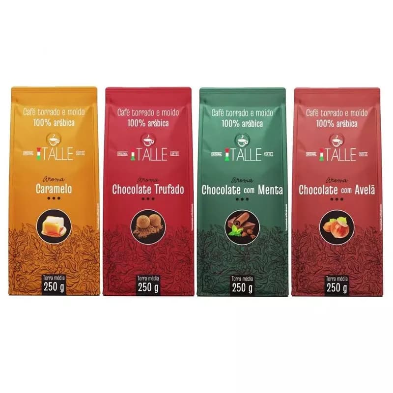 Kit 4 Cafés Torrado E Moído Aromatizados
