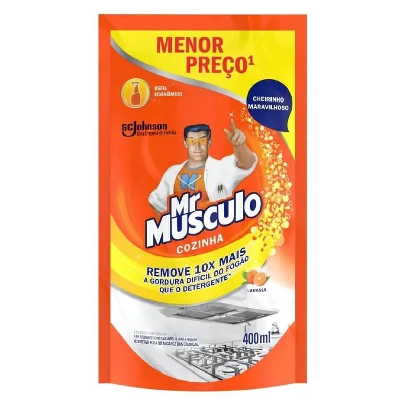 Mr. Músculo Desengordurante Cozinha Laranja, Refil Sachê 400ml