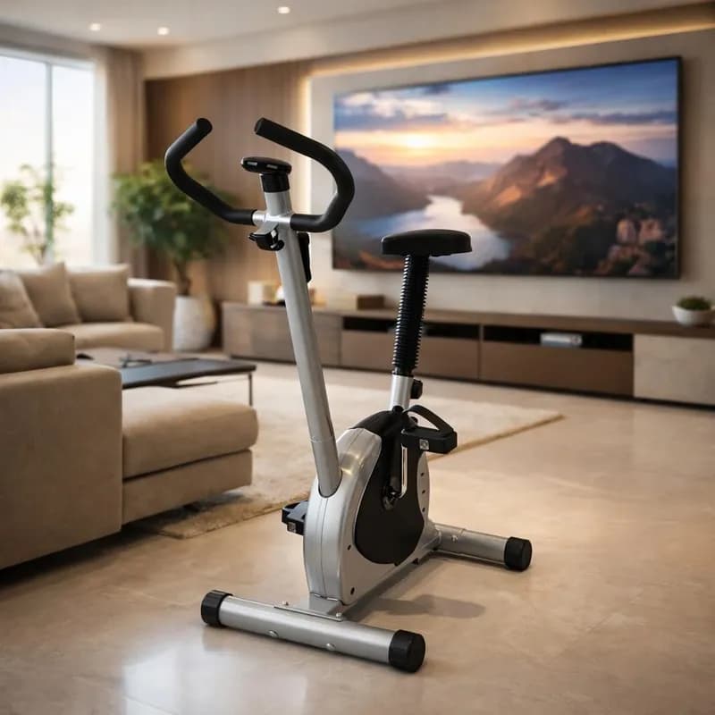 Bike Ergométrica Bicicleta Vertical Academia Com Painel Digital Prateado Premium