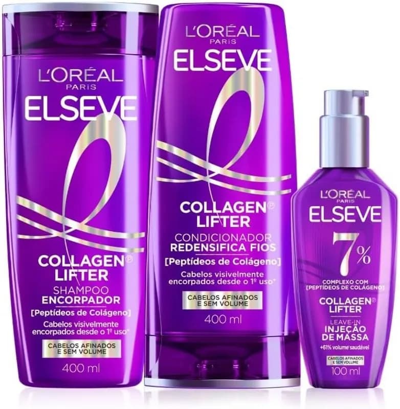 Shampoo Condicionador Sérum Elseve L'Oréal Colágeno 400ml+400ml+100ml