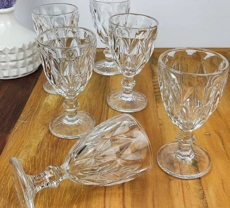 Jogo de Taças de Vidro Diamante com 6 Peças de 340 ml Linha Premium