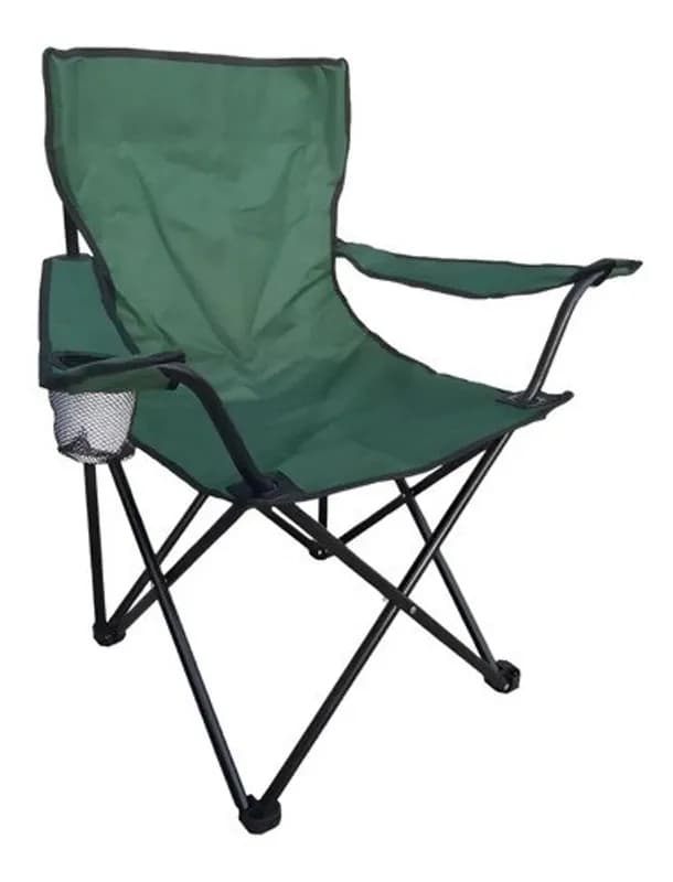 Cadeira Dobrável Resistente Com Bolsa Porta Copos Camping Cor Verde Sweet Studio