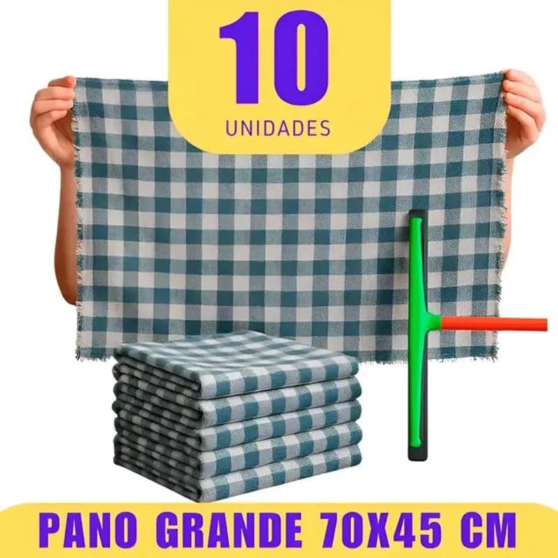 Kit 10 Panos de Chão Xadrez Grande 70 x 45 cm