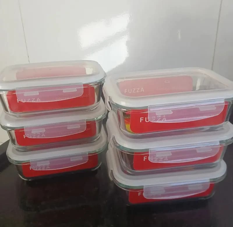 Kit 6 Potes de Vidro Borossilicato 640ml Herméticos