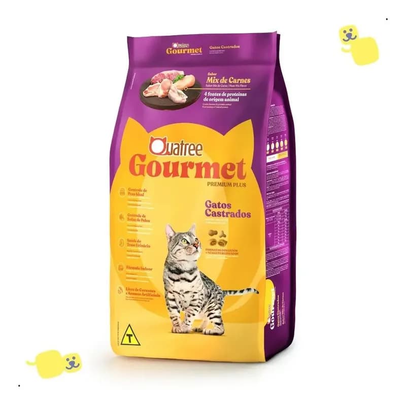 Ração Quatree Gourmet Gatos Castrados Mix de Carnes 10,1kg