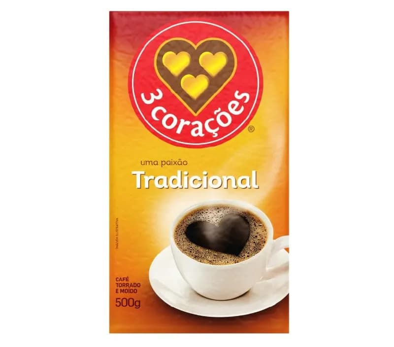 3 Corações Café Torrado e Moído Tradicional 500g