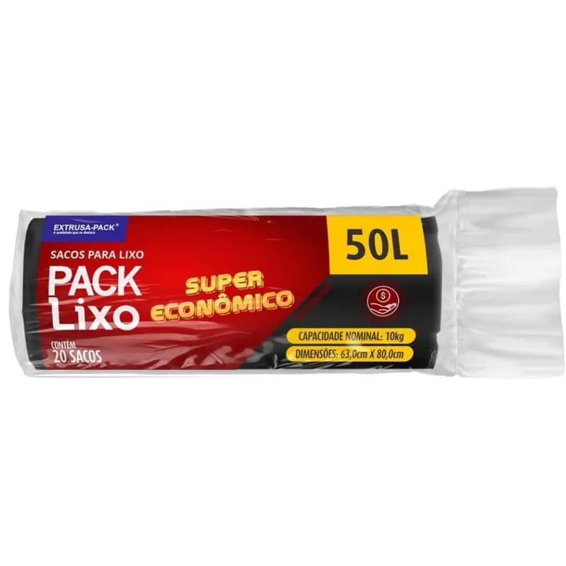 Sacos de Lixo PACK LIXO Super Econômico Preto 50 litros