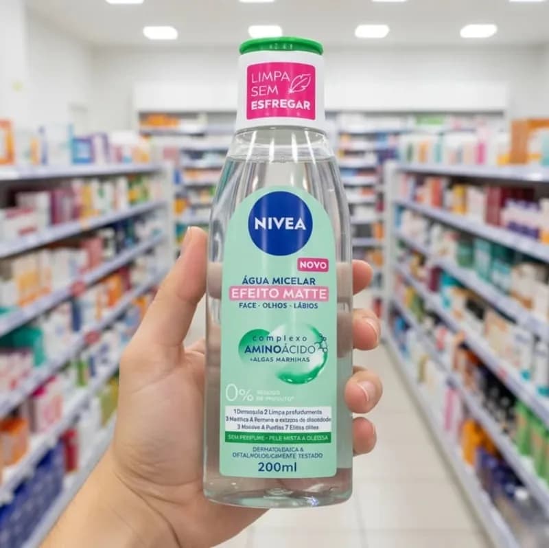 NIVEA Água Micelar Solução de Limpeza 7 em 1 Efeito Matte 200ml, Demaquila, Limpa Profundamente, Controla Oleosidade, Cuidado Facial, Pele Mista e Oleosa