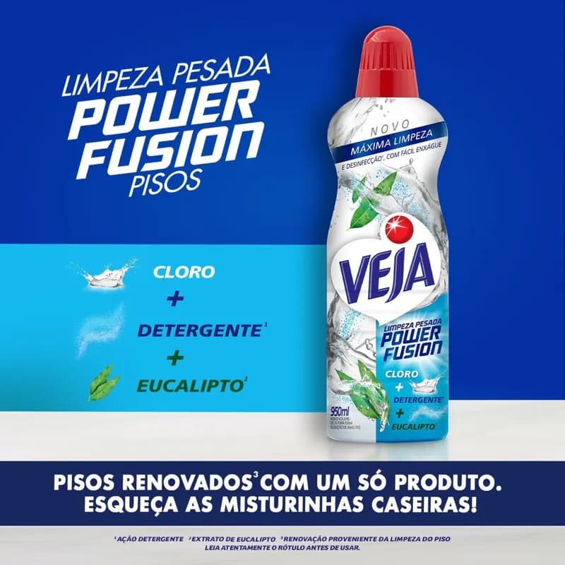 Veja Limpeza Pesada Power Fusion com Cloro Desinfetante e Limpador 950ml