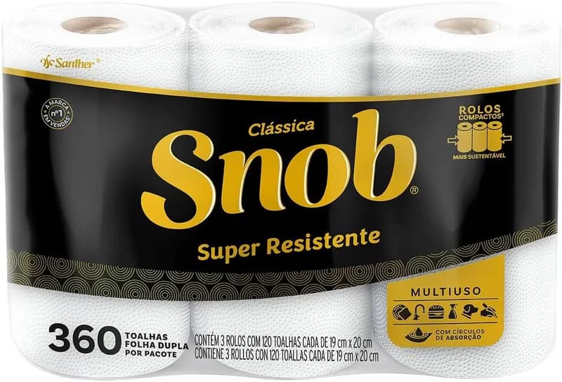 Snob Papel toalha multiuso folha dupla branca