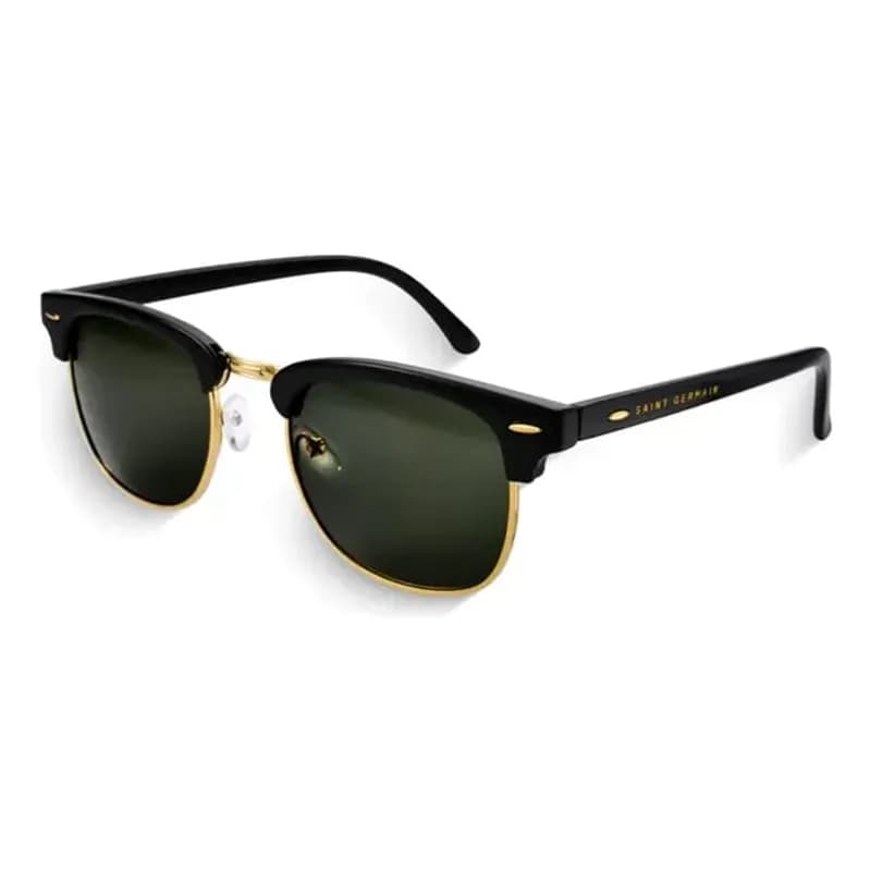 Óculos de Sol Quadrado Clubmaster Soho Green Black Saint Germain em Metal Preto