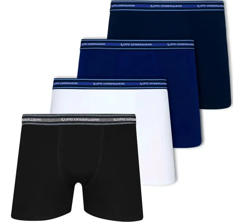 Kit 4 Cuecas Boxer Lupo Algodão Confortável Box Original