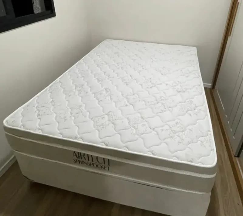 Cama Box Baú Viúva 128x188 cm Bege Ortobom com Colchão de Molas Ensacadas