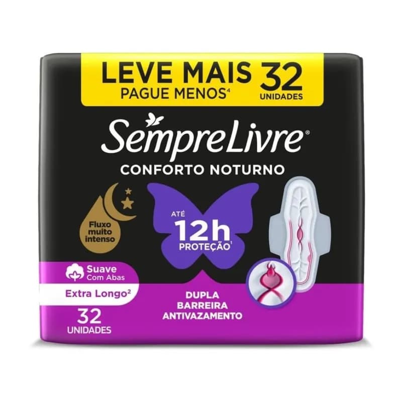 Absorvente Noturno com Abas Sempre Livre Cobertura Suave