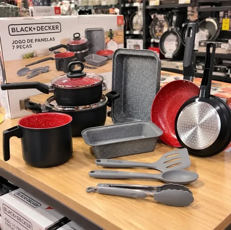 Jogo de Panelas BLACK DECKER 10 Peças Ceramic Line - Red Stone