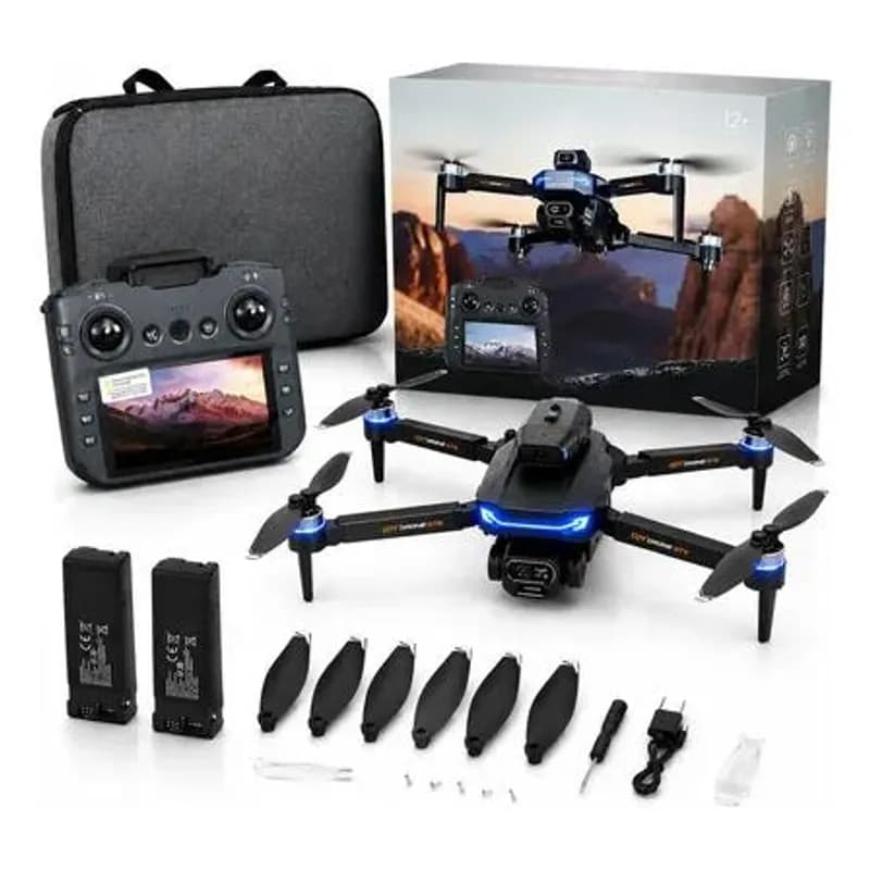 Drone GT8 Profissional 4K com Tela no Controle, 2 Baterias e Bag Cinza
