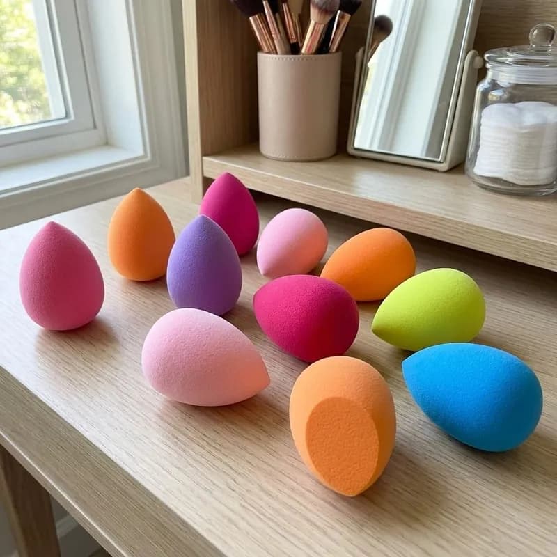 12 Unidades de Esponja Facial para Base Madame Diva Rosa-chiclete Grande