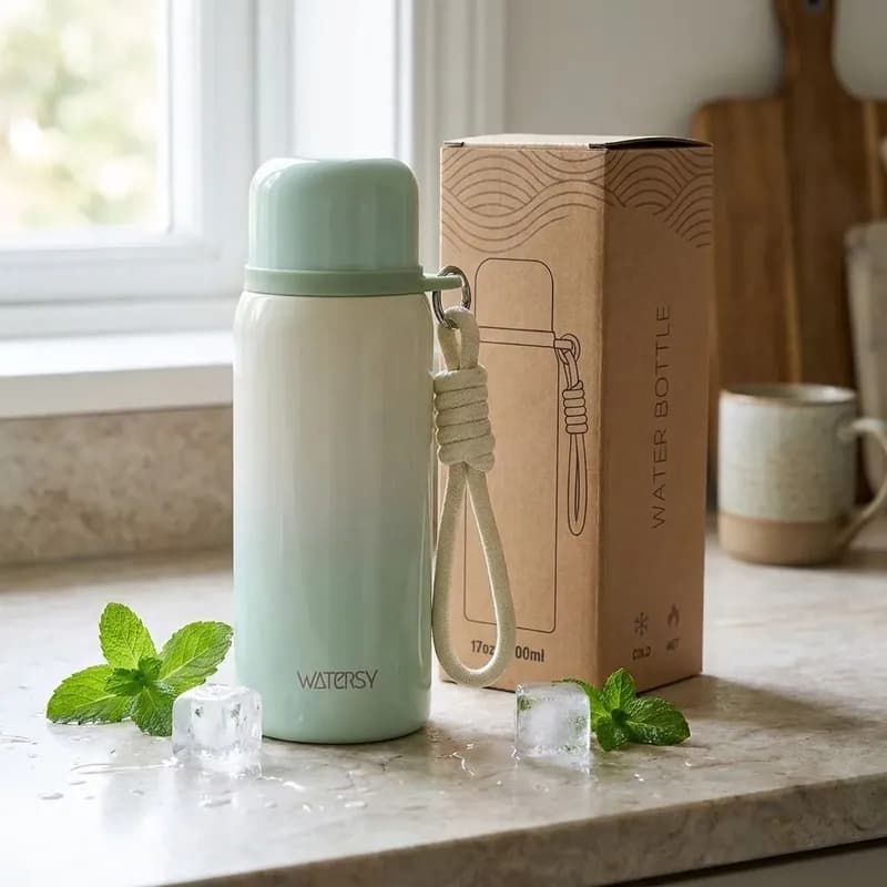 Garrafa Térmica Inox 500ml Parede Dupla Gelada 24h Com Alça
