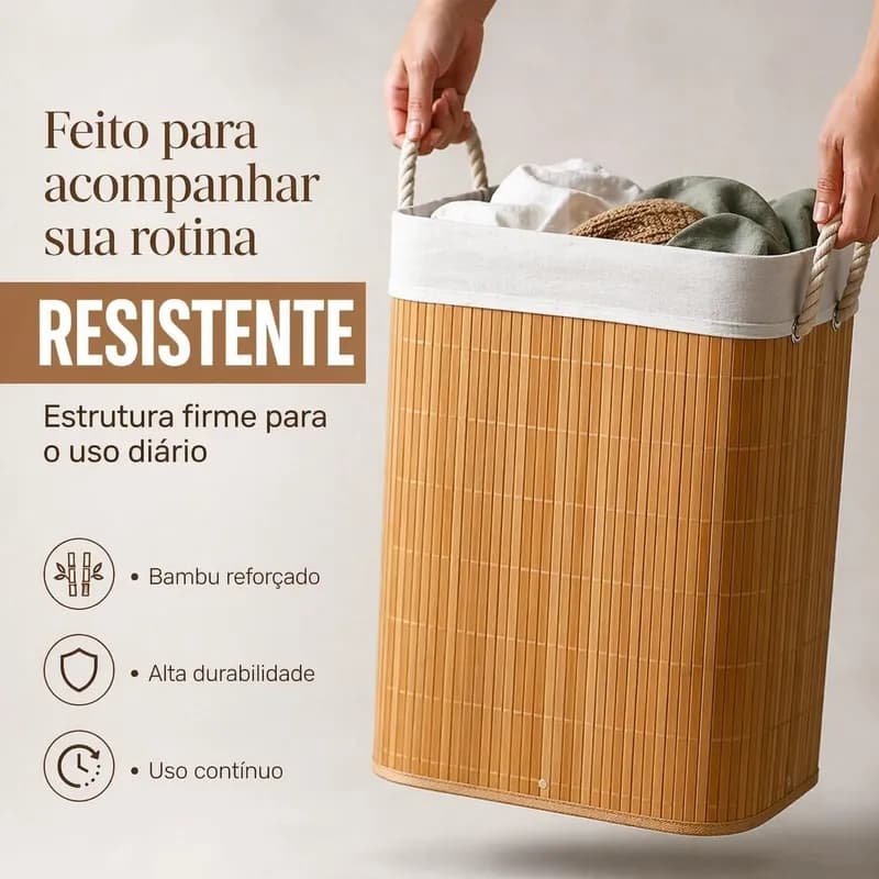 Cesto de Roupa Bambu 60L