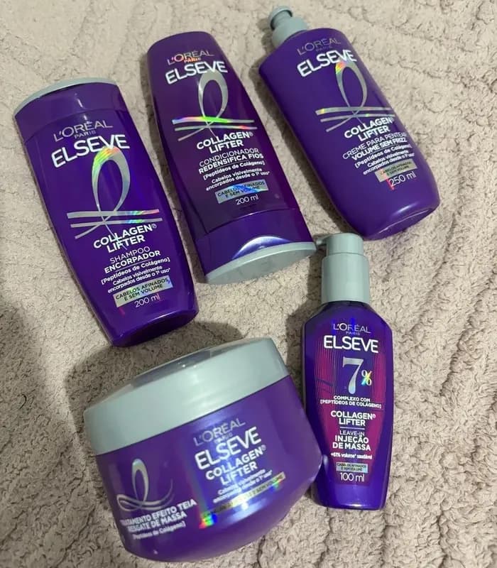 Kit Elseve Colágeno Lifter Shampoo, Condicionador, Tratamento, Creme e Leave-in