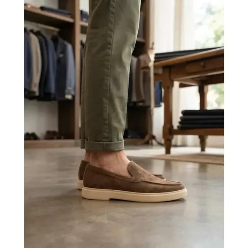 Mocassim Slip On Camurça