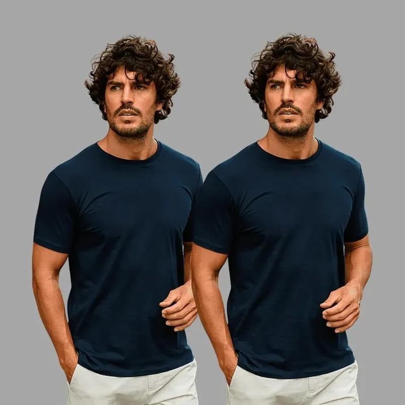 Kit 2 Camisetas Masculinas de Algodão Egípcio