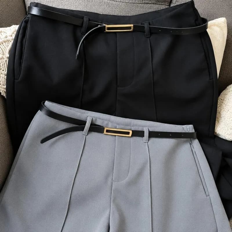 Kit com 2 Calças Pantalona Femininas com Cinto