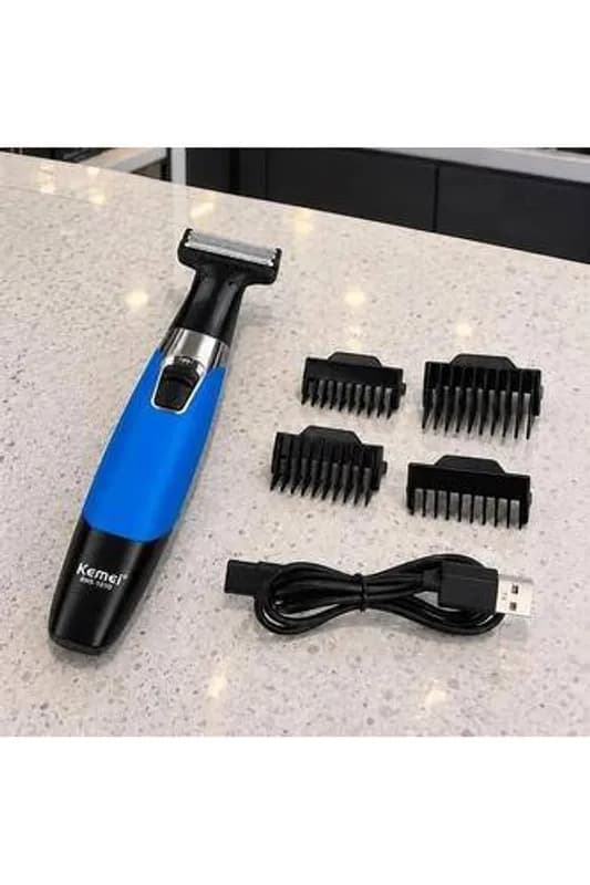 Kemei Barbeador Elétrico 1910 Removedor de Pelos Íntimos Masculino e Feminino Azul