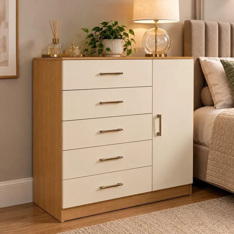 Cômoda Para Quarto 1 Porta 5 Gavetas Miami Gdwt