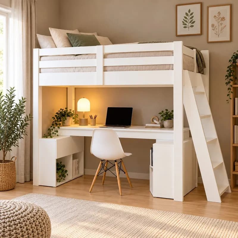 Cama Office Solteiro Adulto com Escrivaninha Star