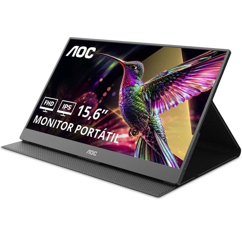 Monitor Portátil AOC 15.6" FHD IPS USB-C Capa Magnética Alto-falantes 16T20E2