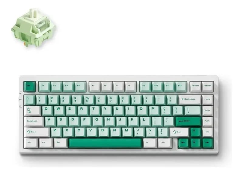 Teclado Mecânico Sem Fio Mchose G75 Pro Tripla Conexão RGB Verde-claro Português Brasil