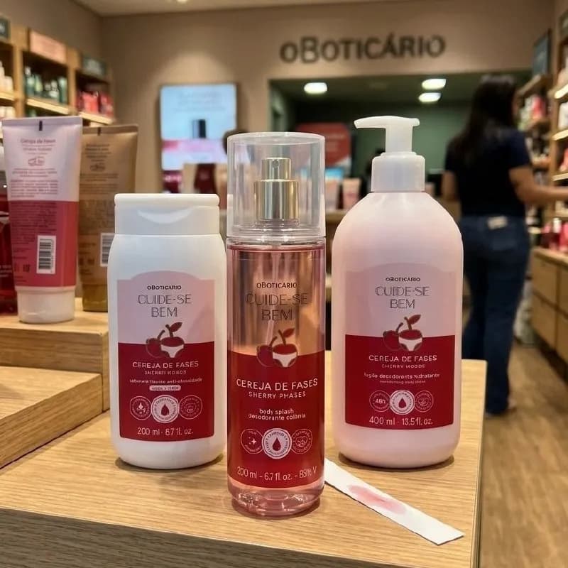 Combo Cuide-se Bem Cereja De Fases: Sabonete Líquido 2 em 1 + Loção Corporal + Body Splash