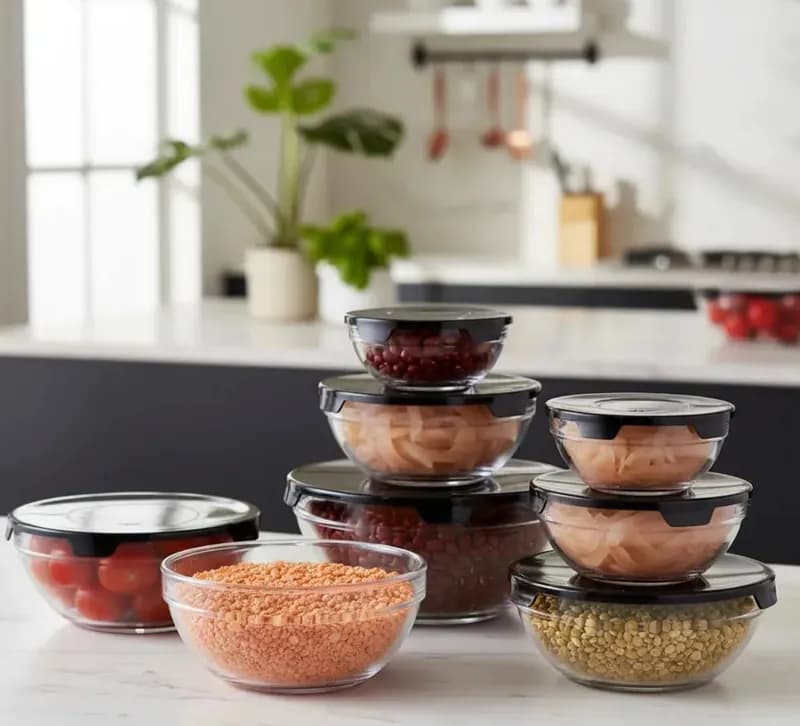 Conjunto 10 Potes de Vidro Organizadores de Cozinha