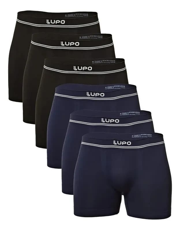 Kit 6 Cuecas Lupo AM Boxer Sem Costura