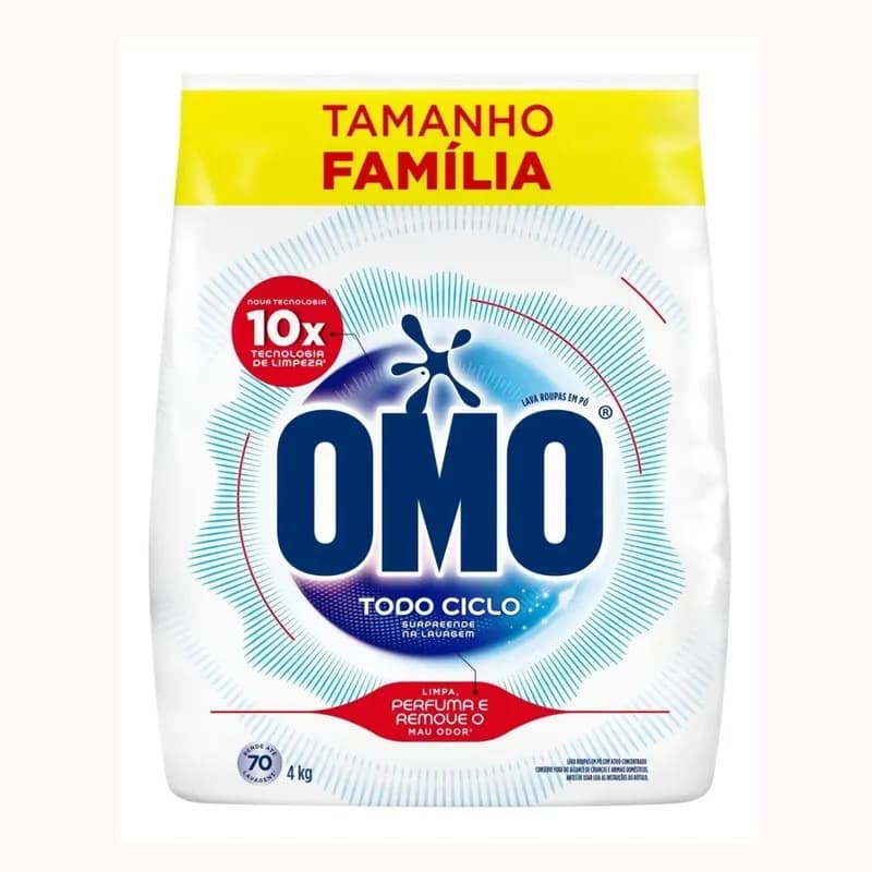 Lava Roupas em Pó Omo Todo Ciclo 4kg Tamanho Família