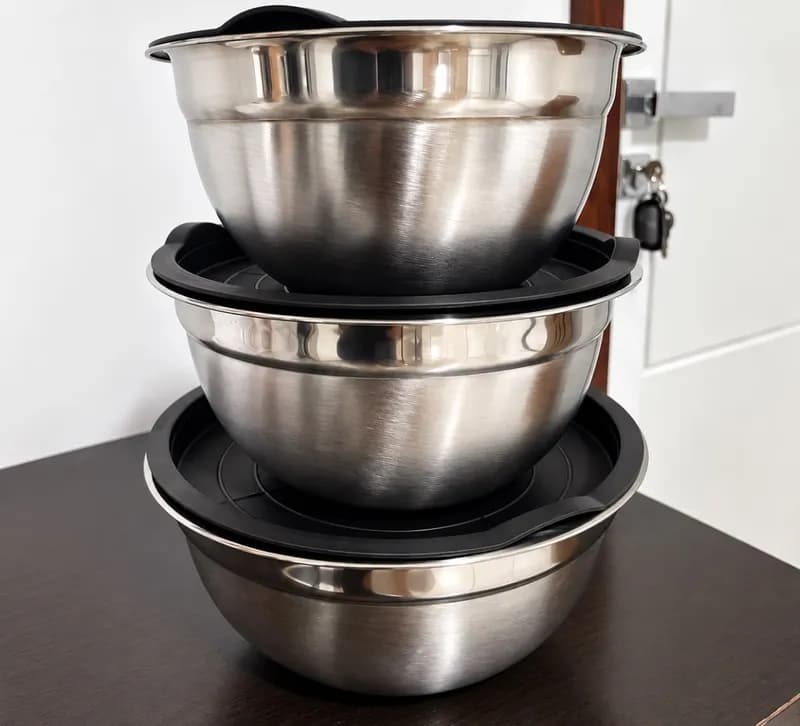 Kit 3 Bowls Inox com Tampa Hermética