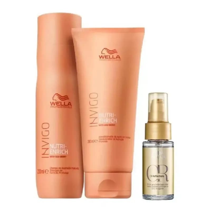 Wella Nutri-Enrich Shampoo 250ml + Condicionador 200ml + Oil Reflections 30ml