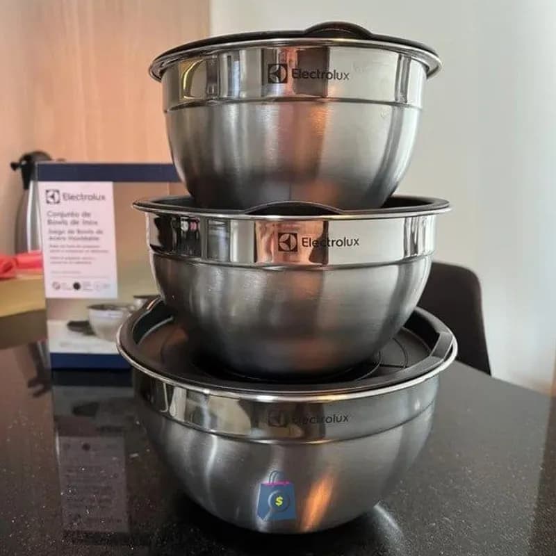 Conjunto de Bowls Tigelas de Inox com Tampa Plástica Electrolux