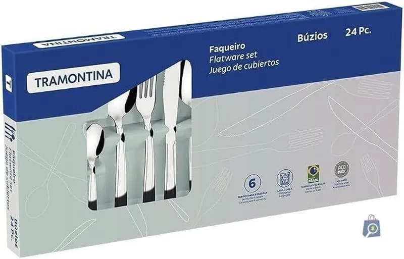 Faqueiro Tramontina Búzios em Aço Inox com Detalhe 24 Peças